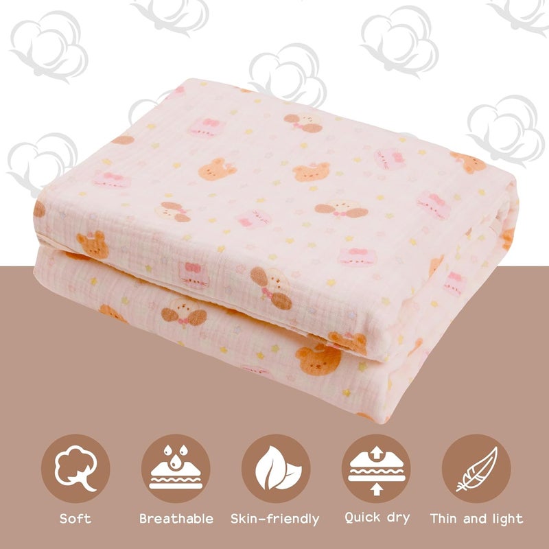 REMASS Hooded Towel Muslin Hooded Towel Made from Organic Cotton 6-Layer Cotton Bath Towel, Soft Bath Towels 25x51inches for Toddler Baby Girl (Galaxy Pet Party) - Image 5